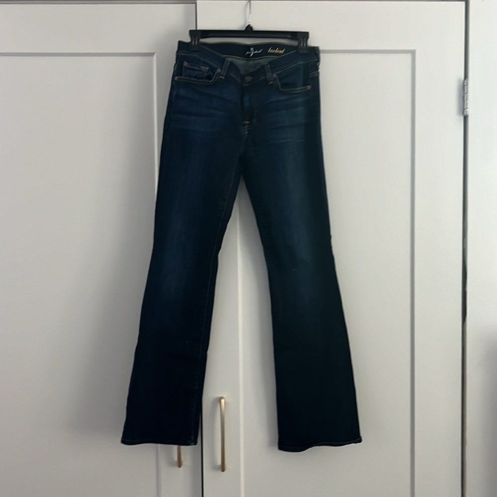 7 For All Mankind Jeans Womens 30 Bootcut Dark Wash Cotton Stretch Pocket Logo